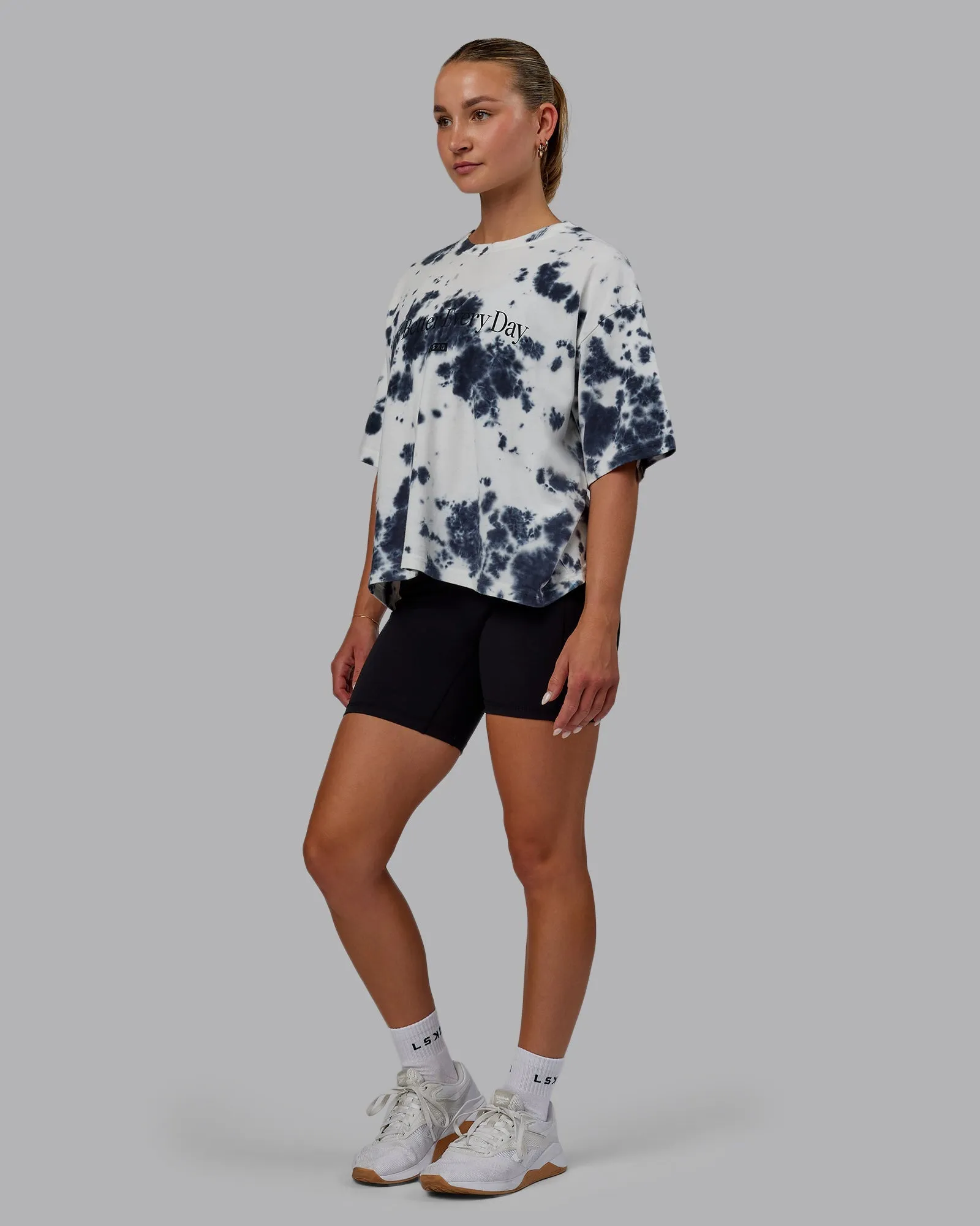 1% Better Heavyweight Cropped Tee - White-Black-Tie Dye