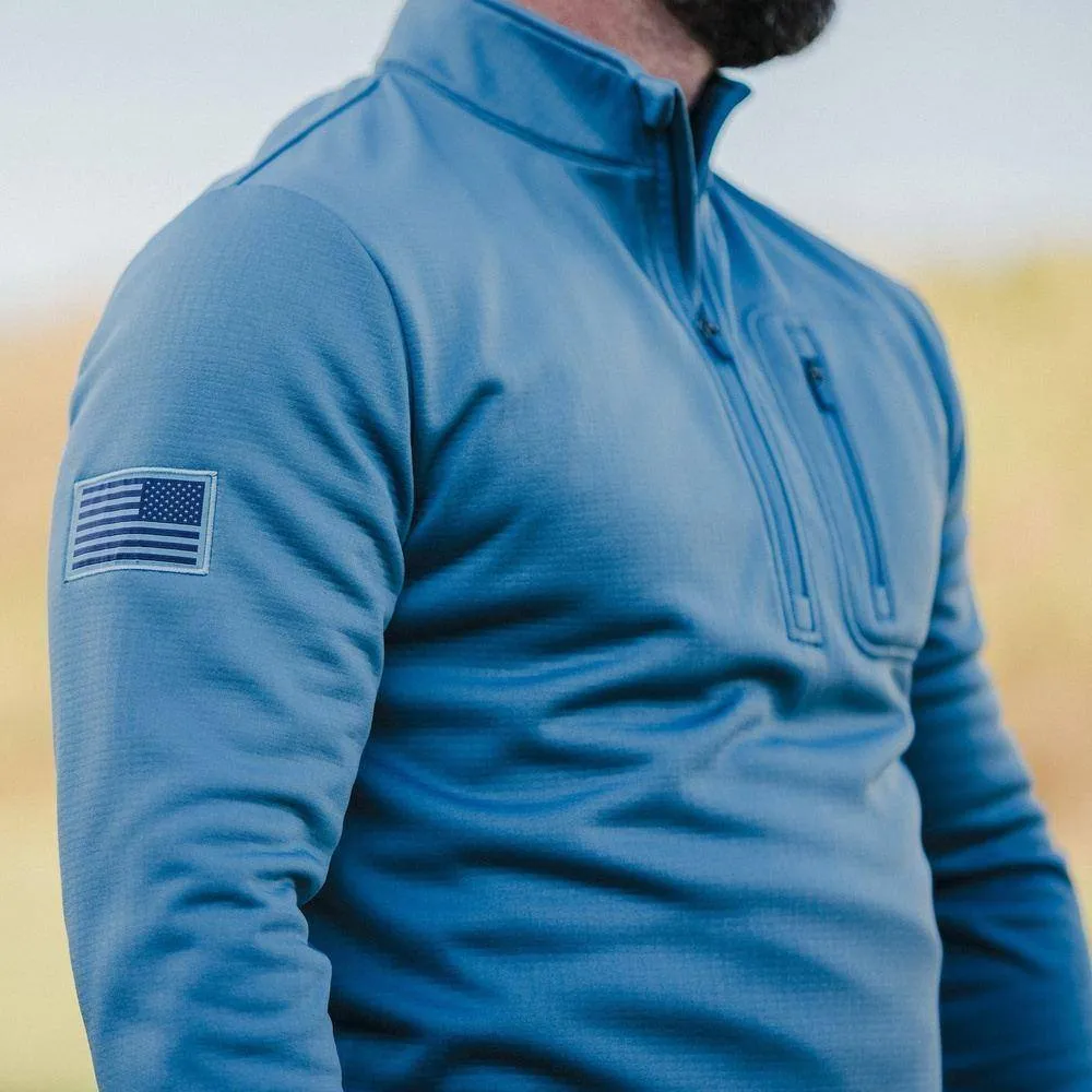 1/2 Zip Waffle Top - Captain's Blue