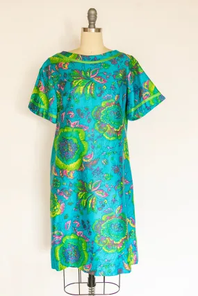 1960s Dress Printed Cotton Shift M