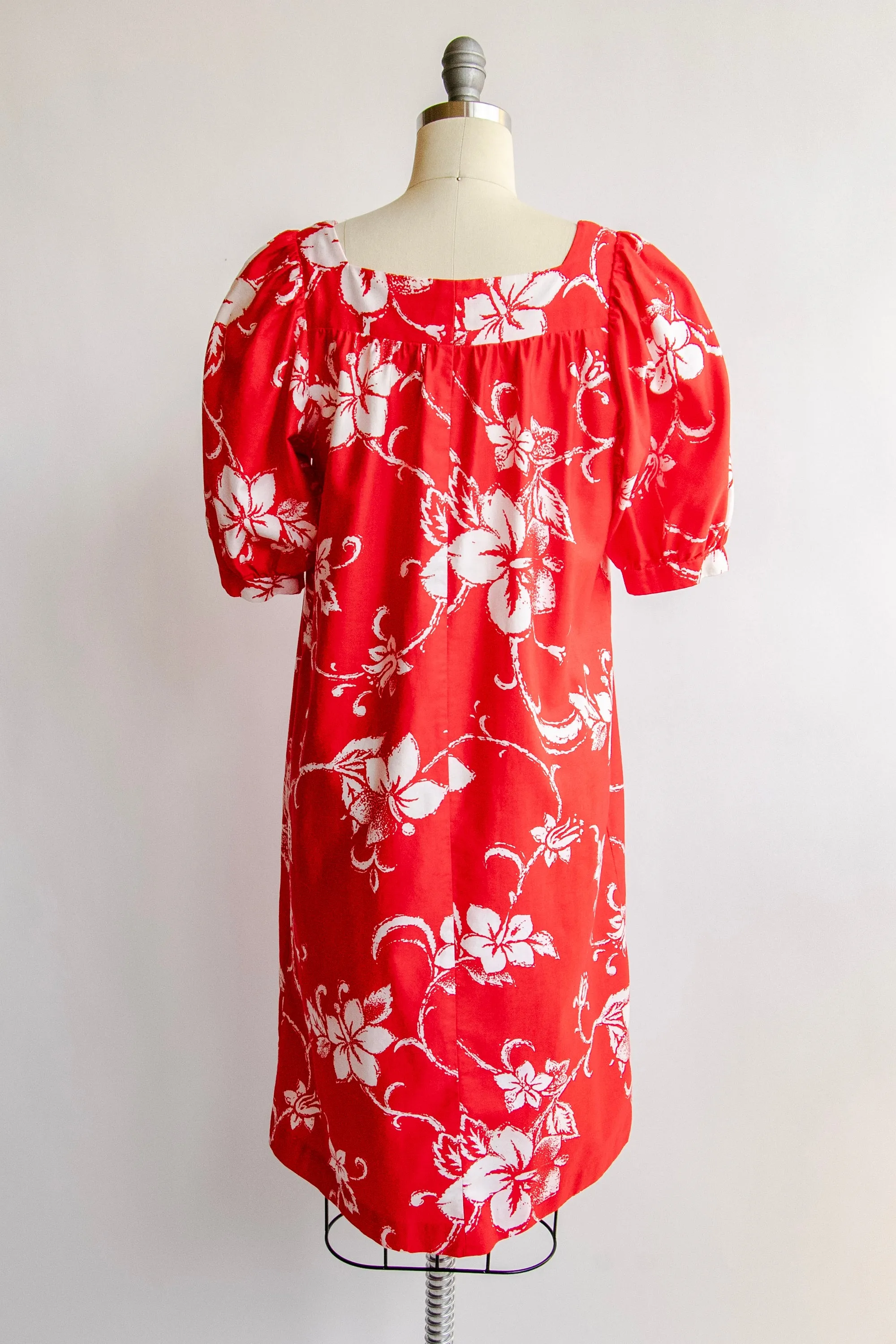 1970s Dress Cotton Maxi Hawaiian Shift M