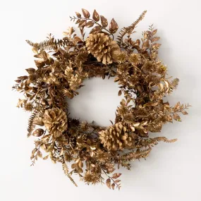 22"H Sullivans Burnished Gold Foliage Wreath, Gold