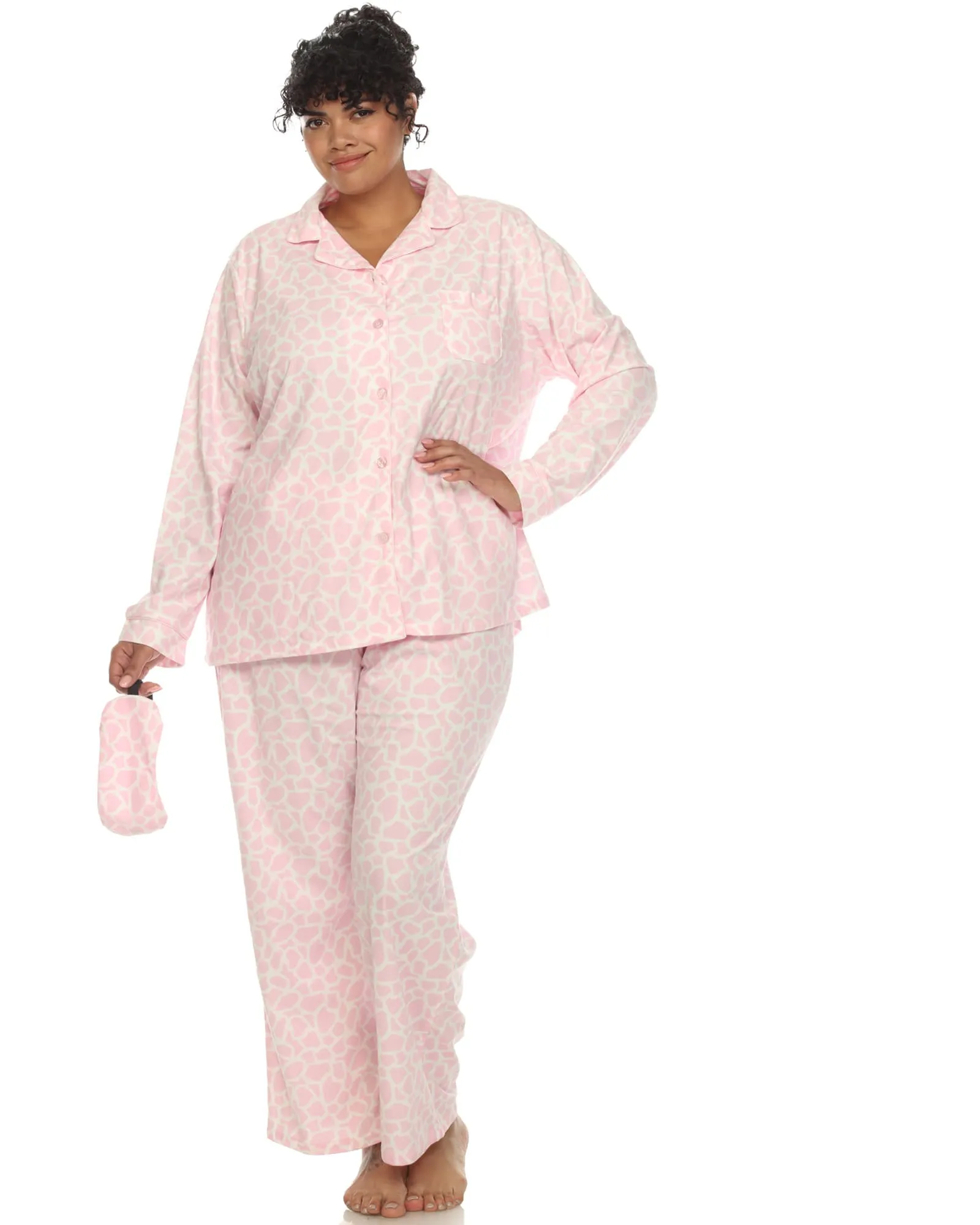 3 Piece Giraffe Print Pajama Set | Pink Giraffe