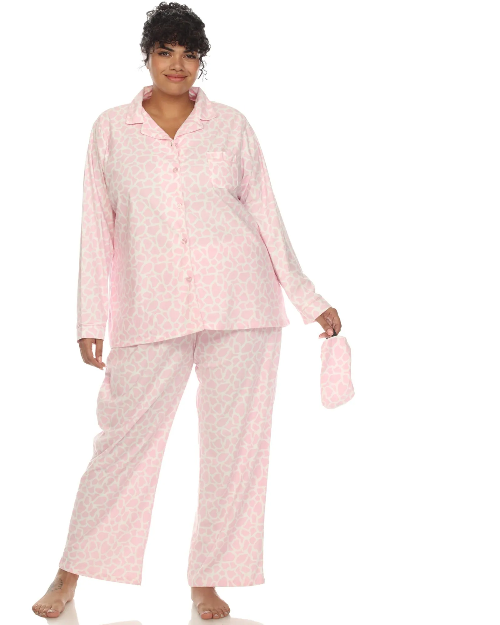 3 Piece Giraffe Print Pajama Set | Pink Giraffe