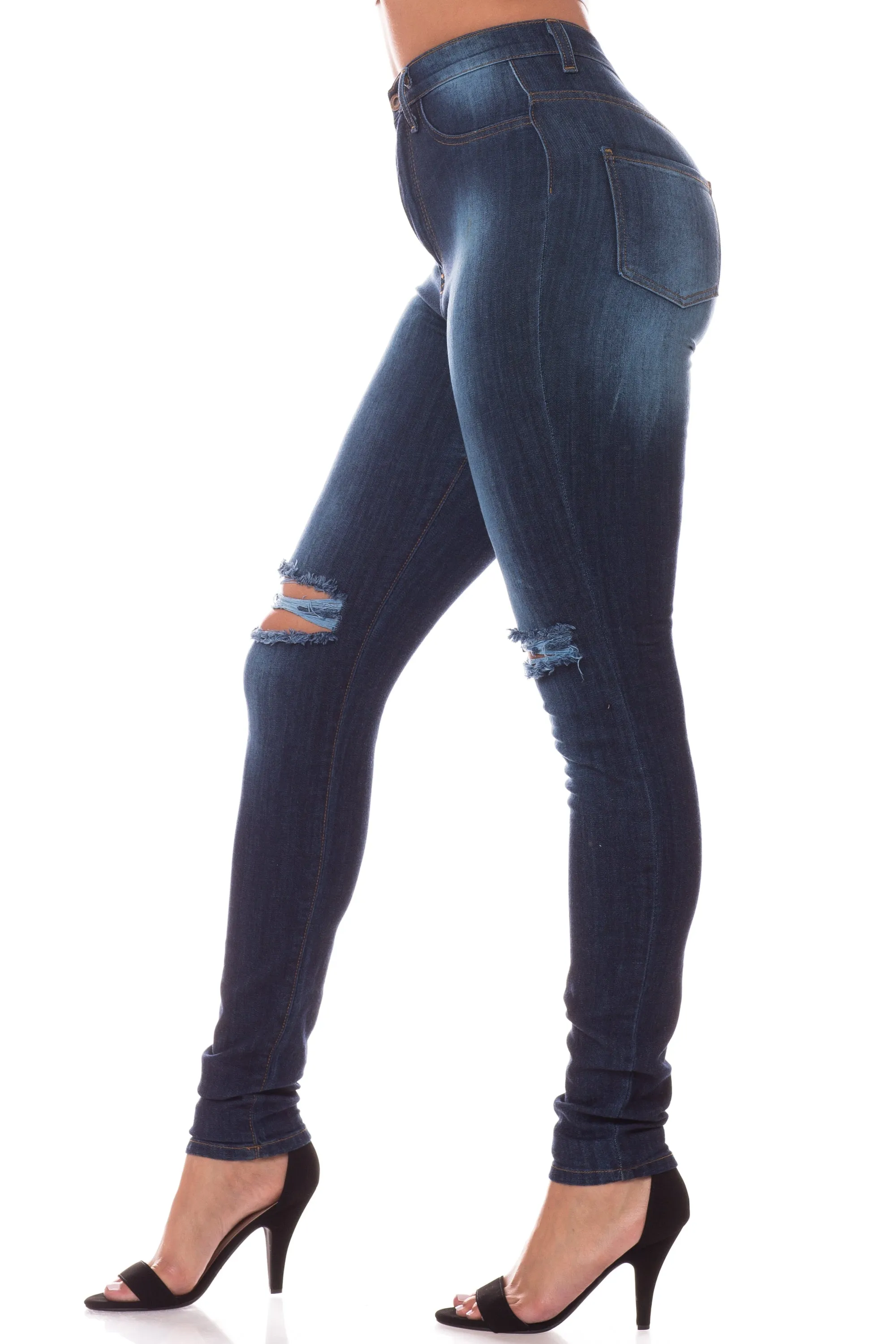 4202 Women's High Waisted Distressed Skinny Jeans