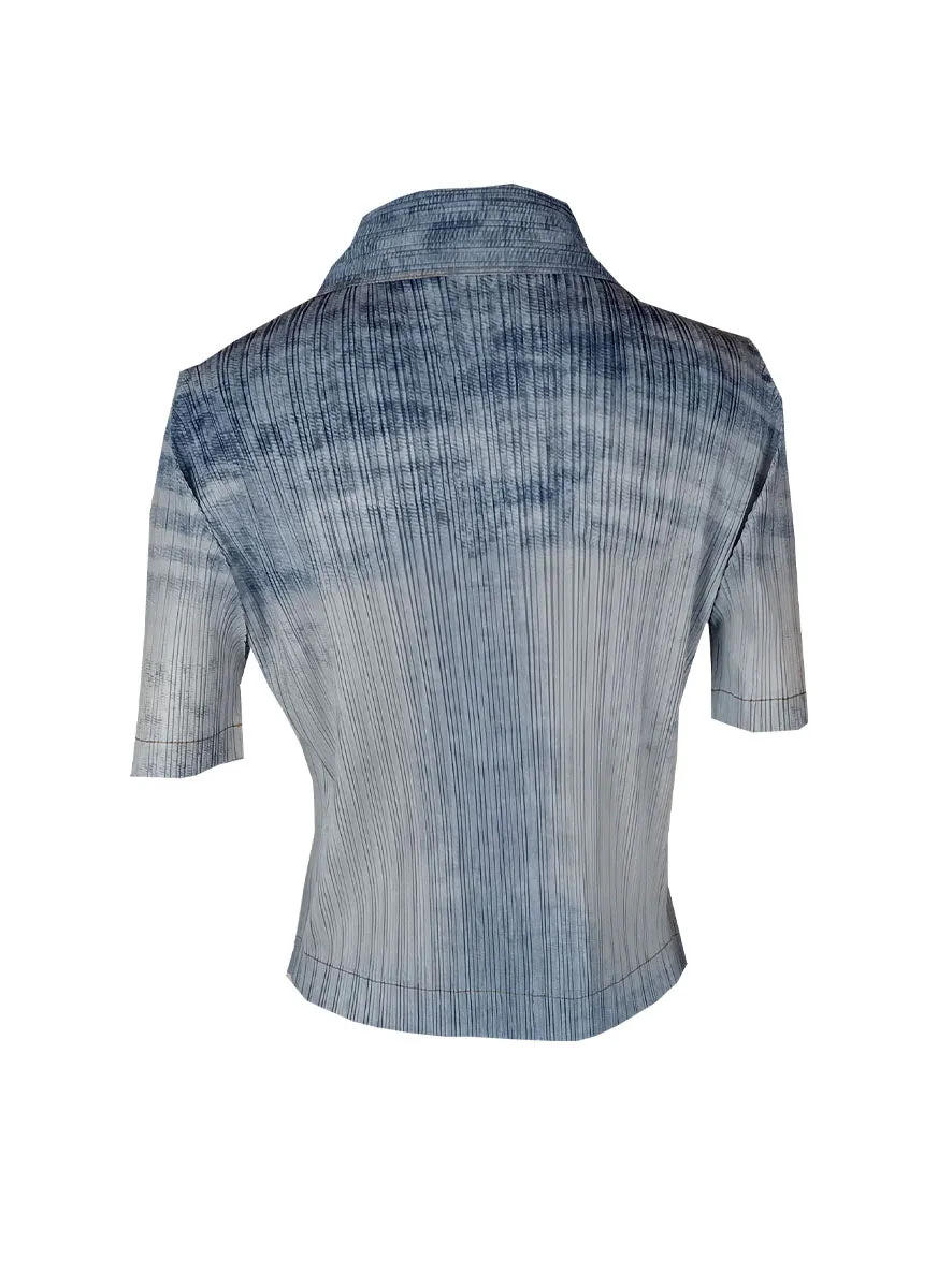 4240046 Front Button Pleated Top *Blue