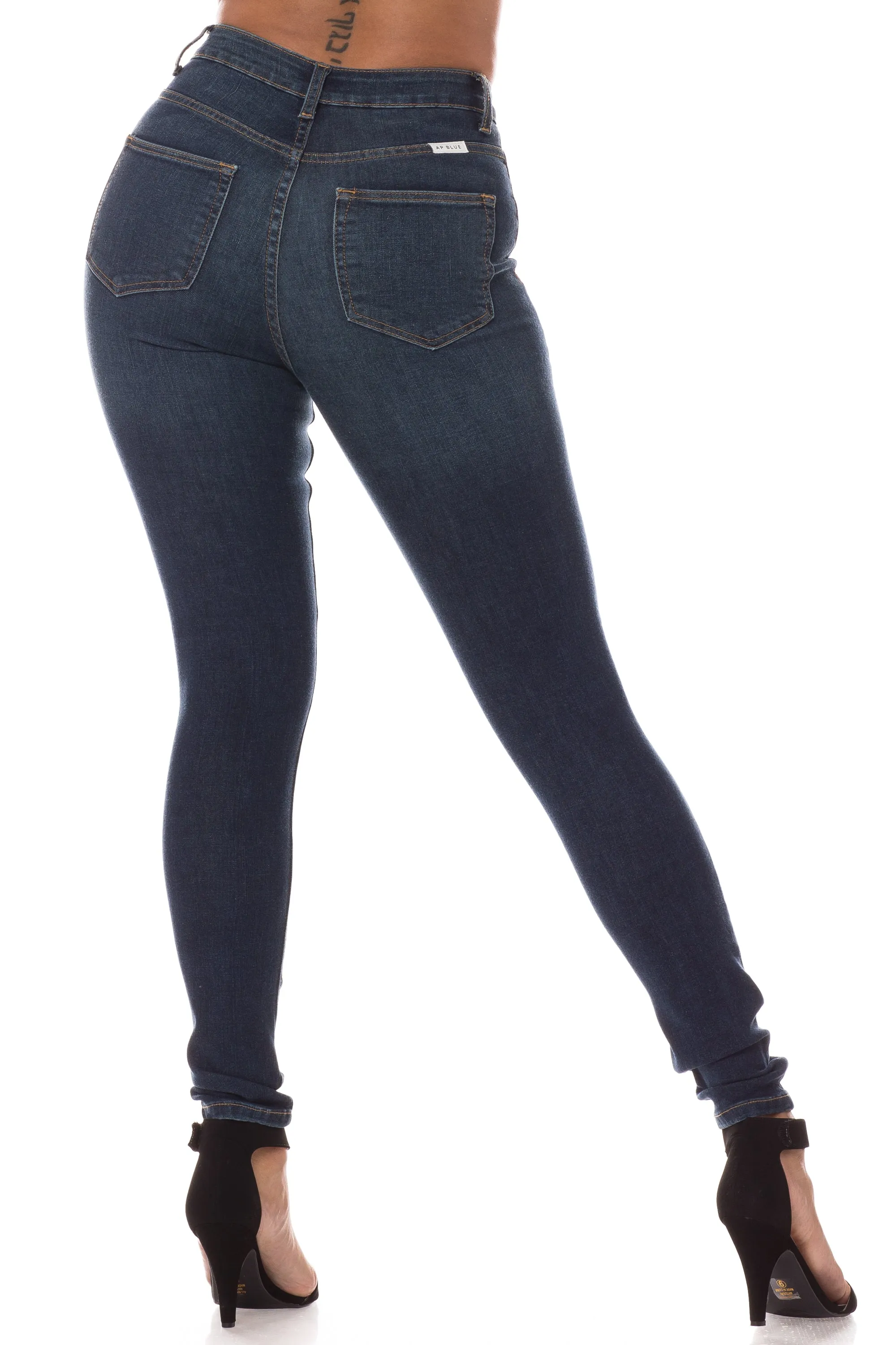 4258 Women's High Waisted Distressed Skinny Jeans