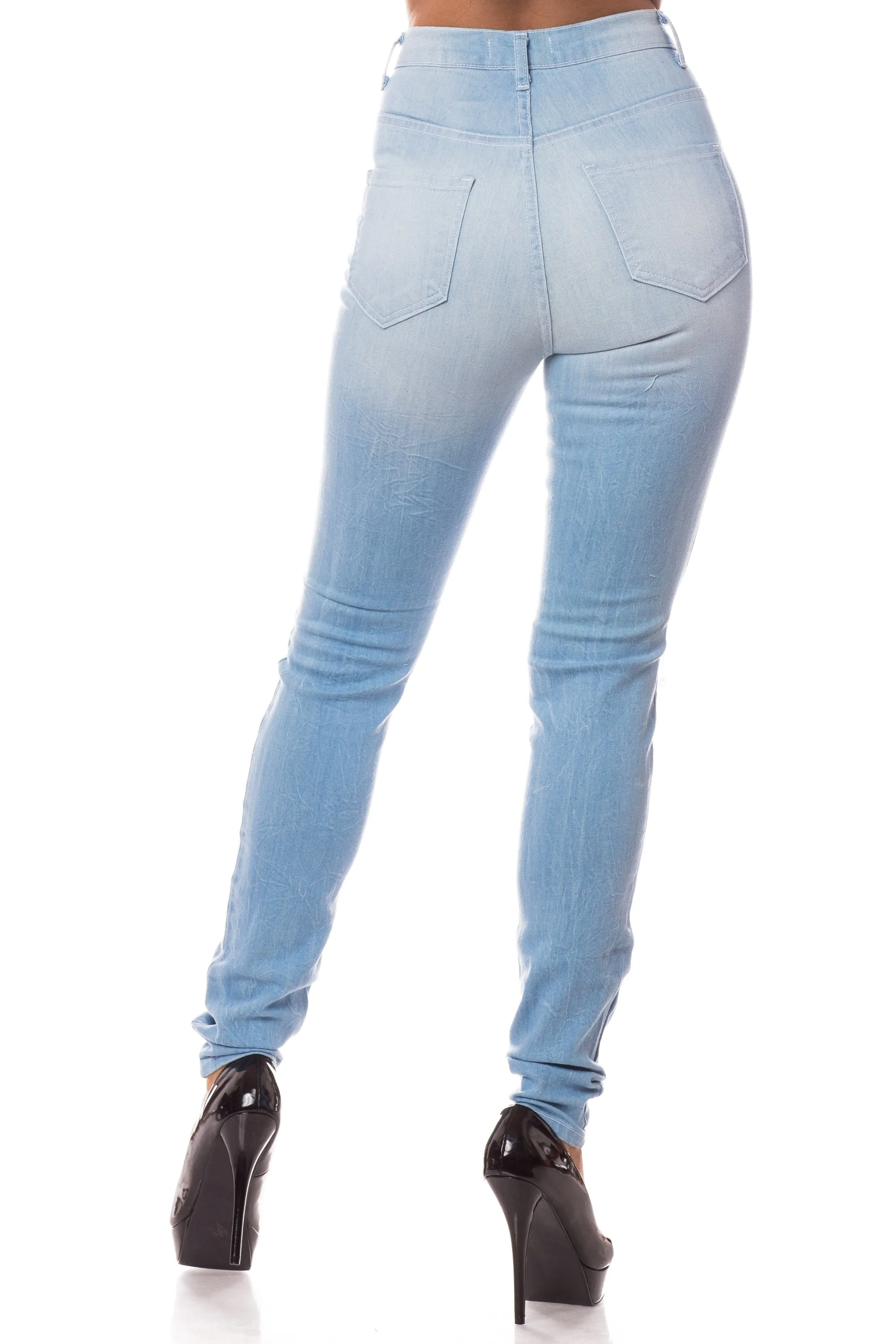 4389 Super High Waisted Distressed Skinny Jeans