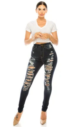 4502 Women's High Waisted Distressed Skinny Jeans