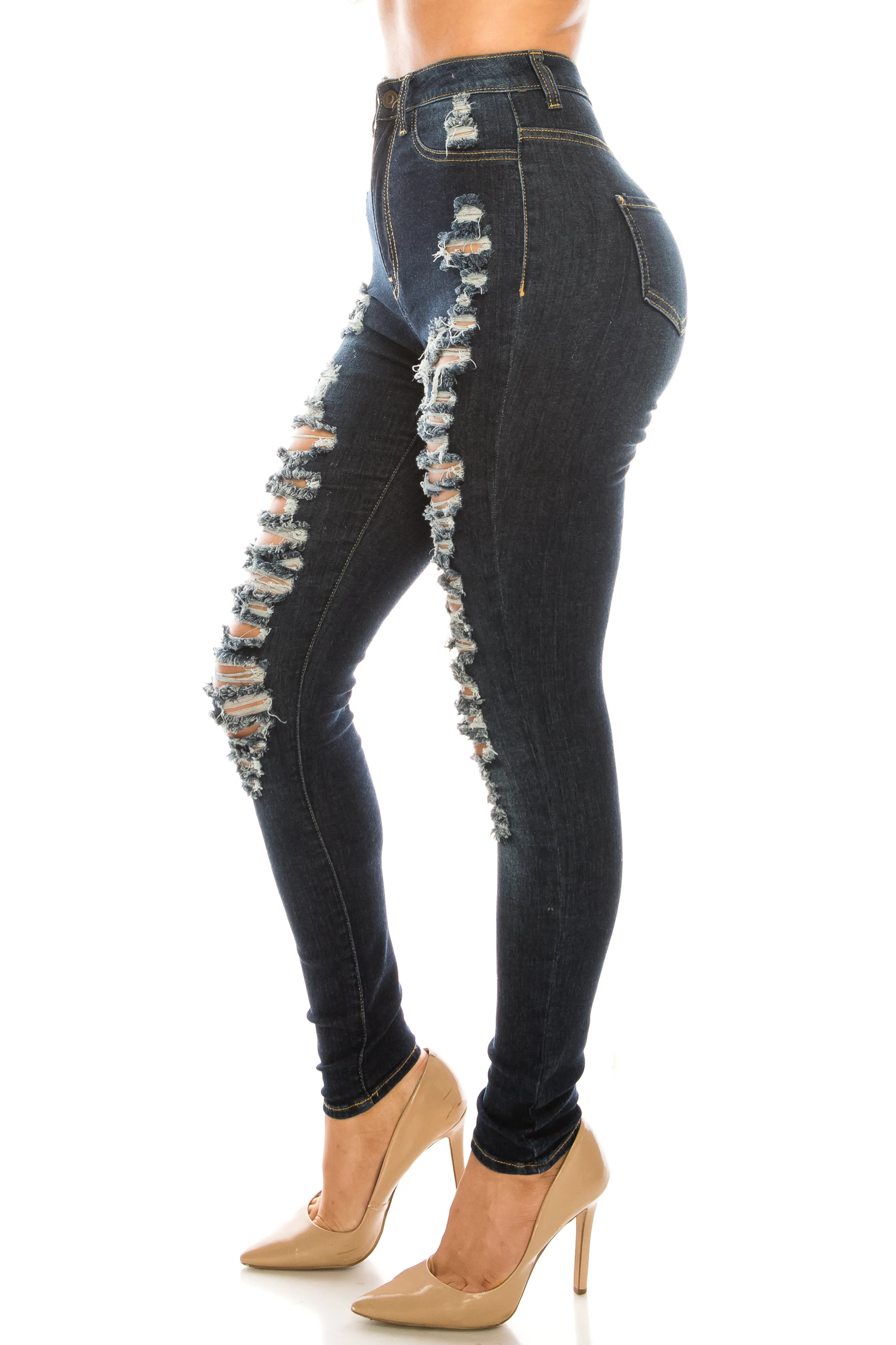 4502 Women's High Waisted Distressed Skinny Jeans