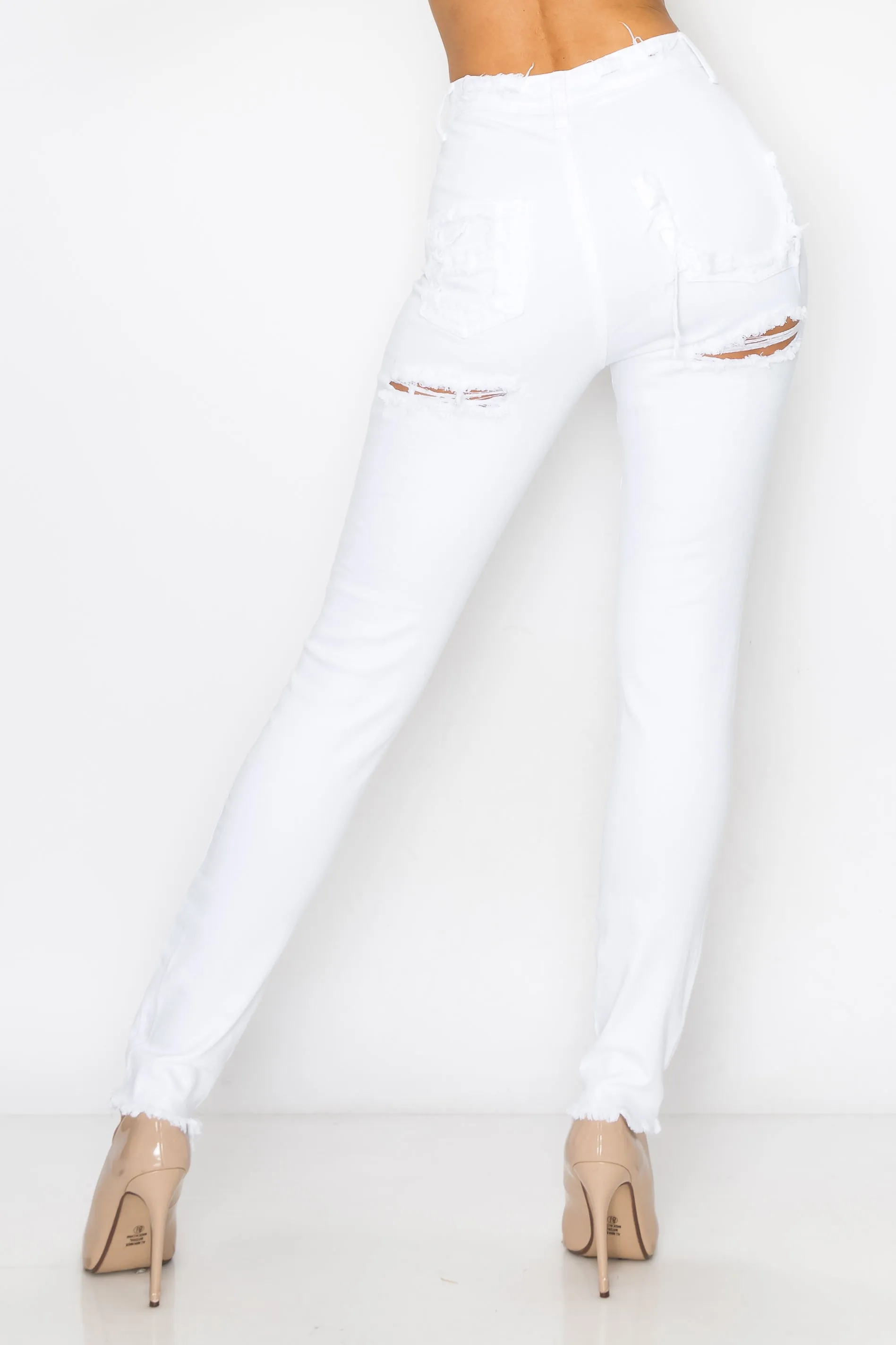 4767 Women's Super High Waisted Distressed Skinny Jeans