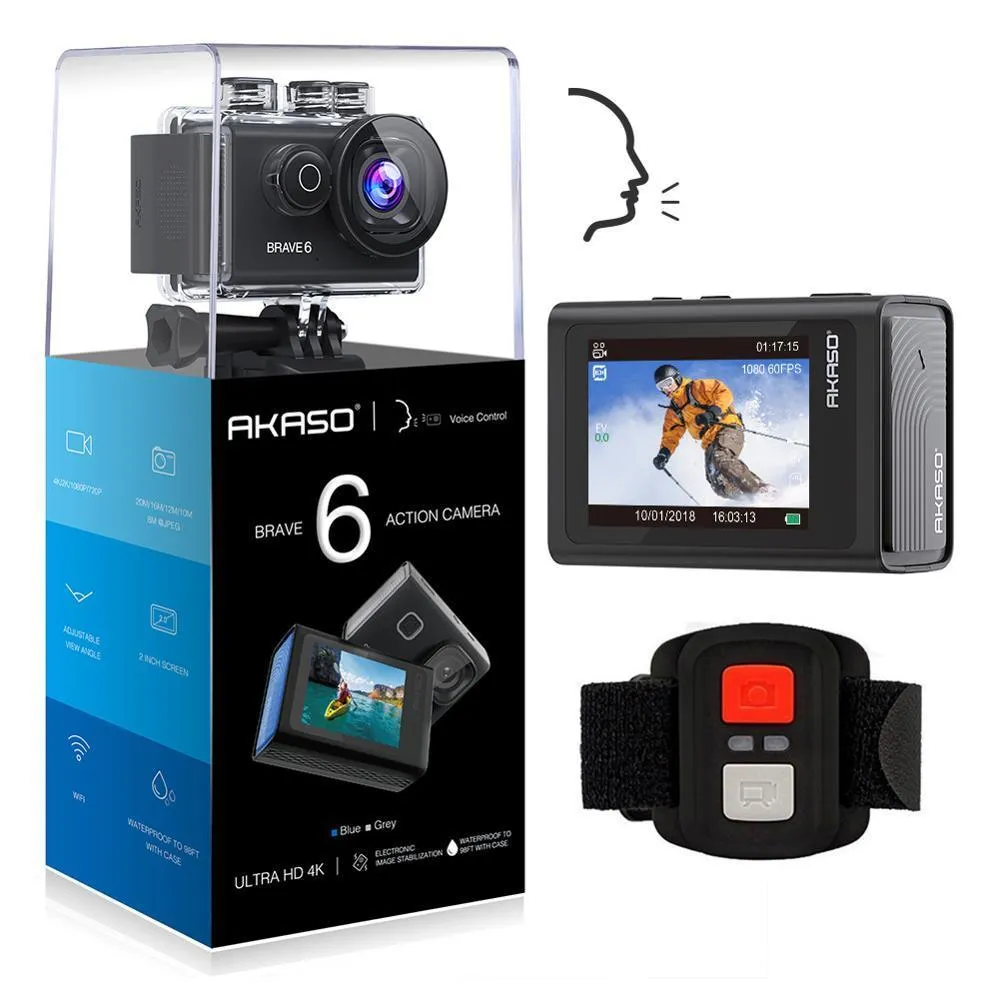 AKASO Brave 6 Plus 20MP Action Camera - Black