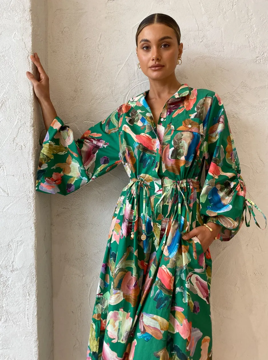 Alemais Arlo Shirt Dress in Forrest