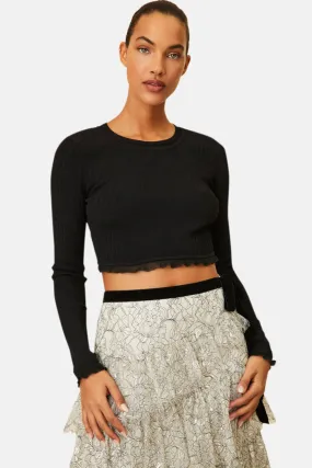 Amandine Crop Pullover Black