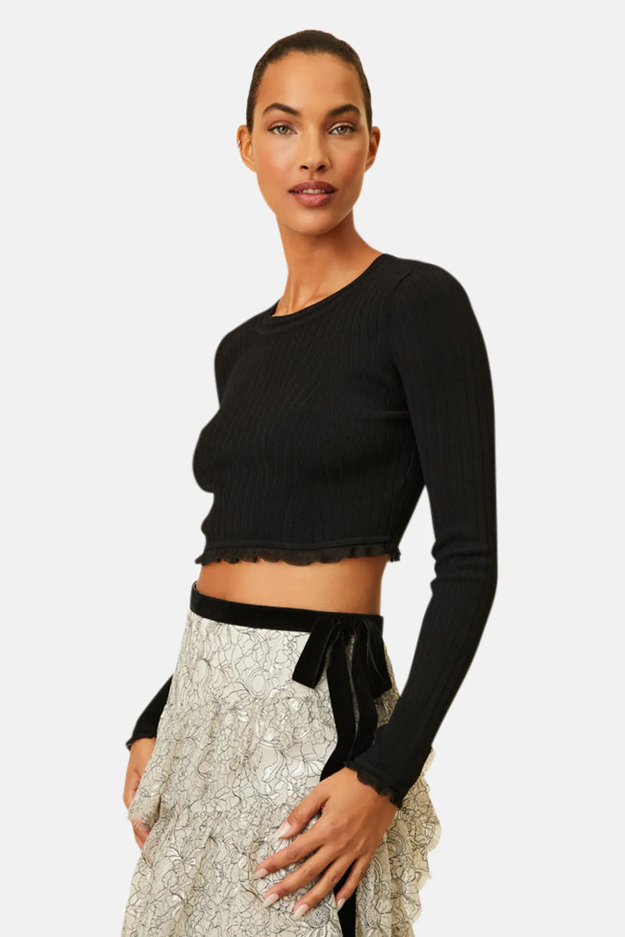 Amandine Crop Pullover Black