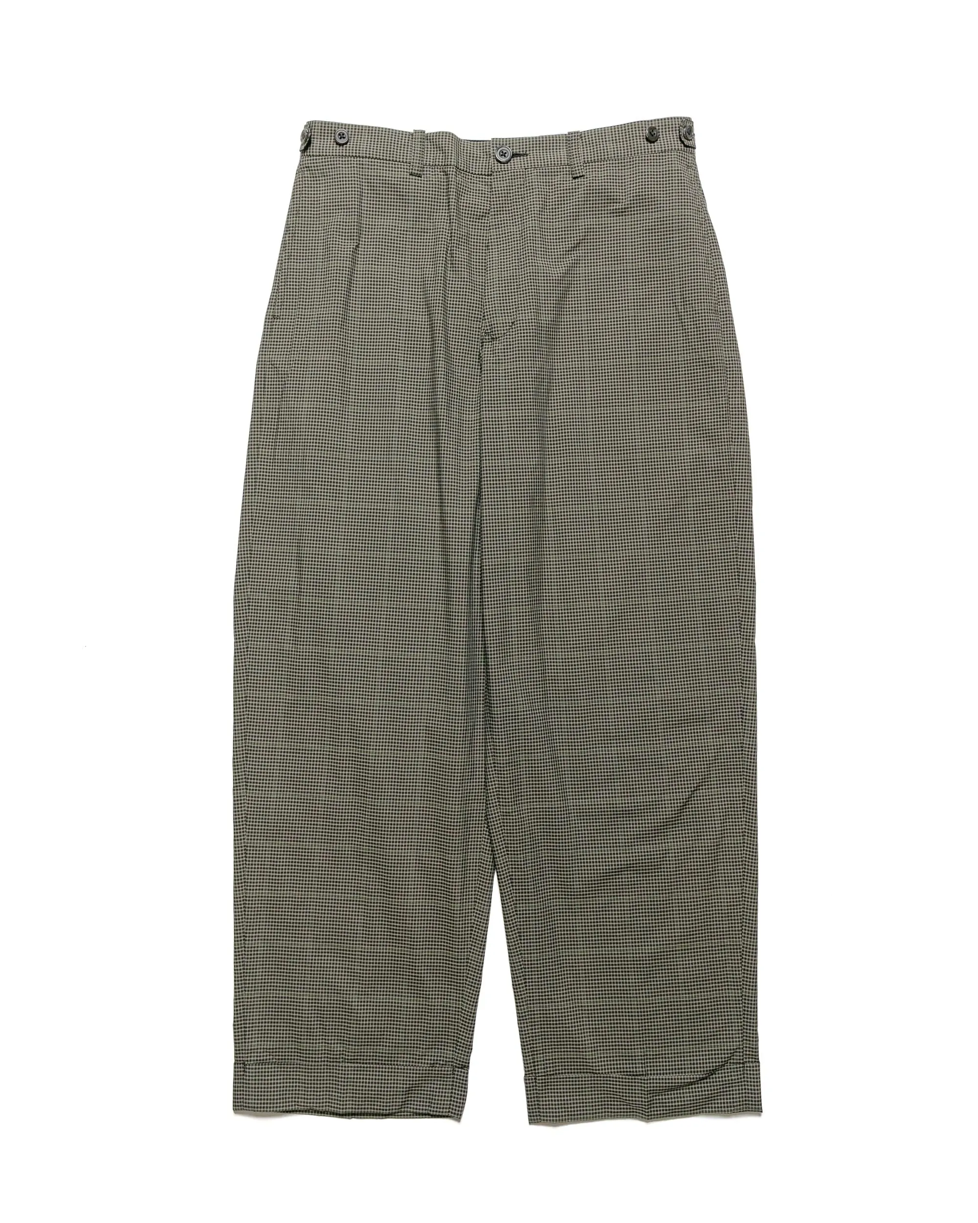 Beams Plus IVY Trousers Wide PE Plaid Olive