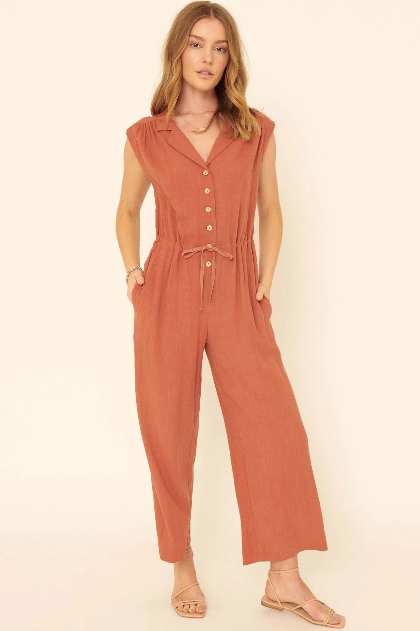 Better Nature Sleeveless Drawstring Jumpsuit