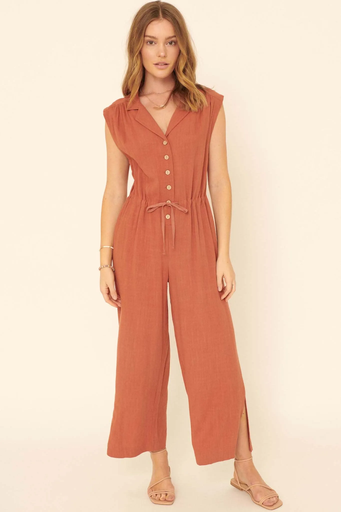 Better Nature Sleeveless Drawstring Jumpsuit