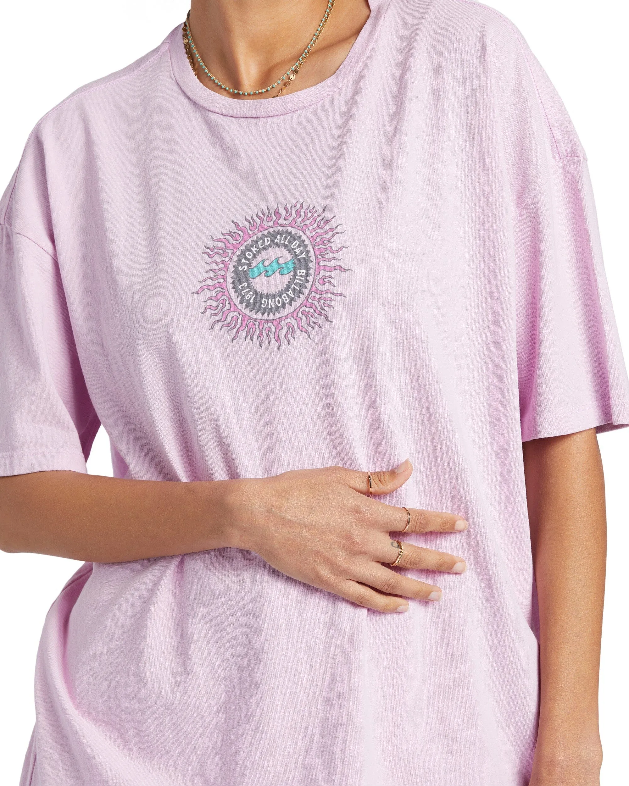 BILLABONG Women's Stoked All Day T-Shirt Lilac Smoke