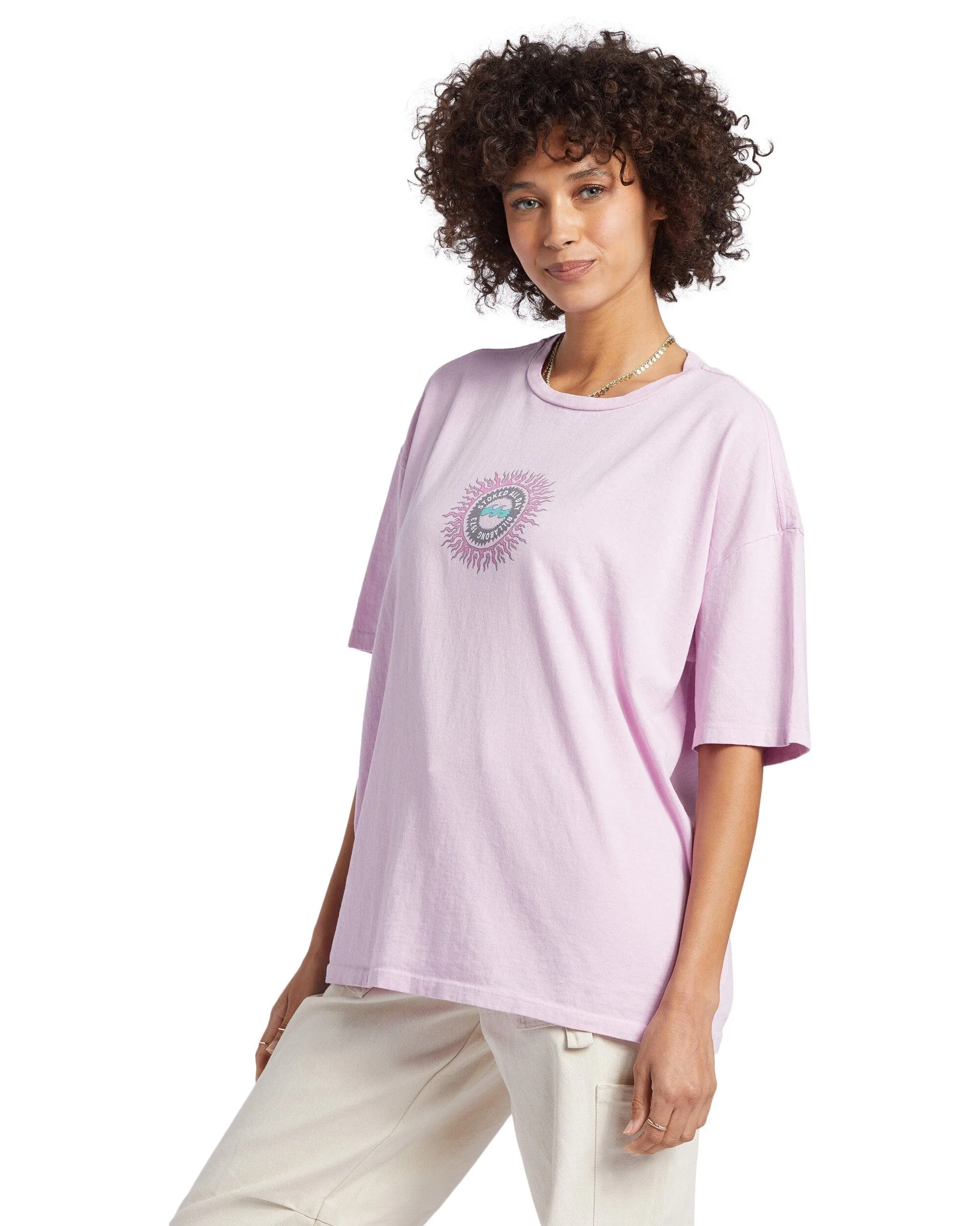 BILLABONG Women's Stoked All Day T-Shirt Lilac Smoke