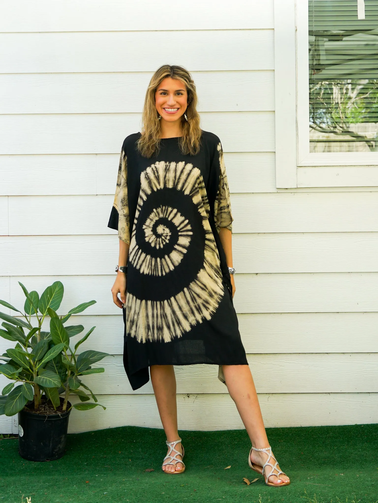 Black Swirl Tie Dye Kaftan