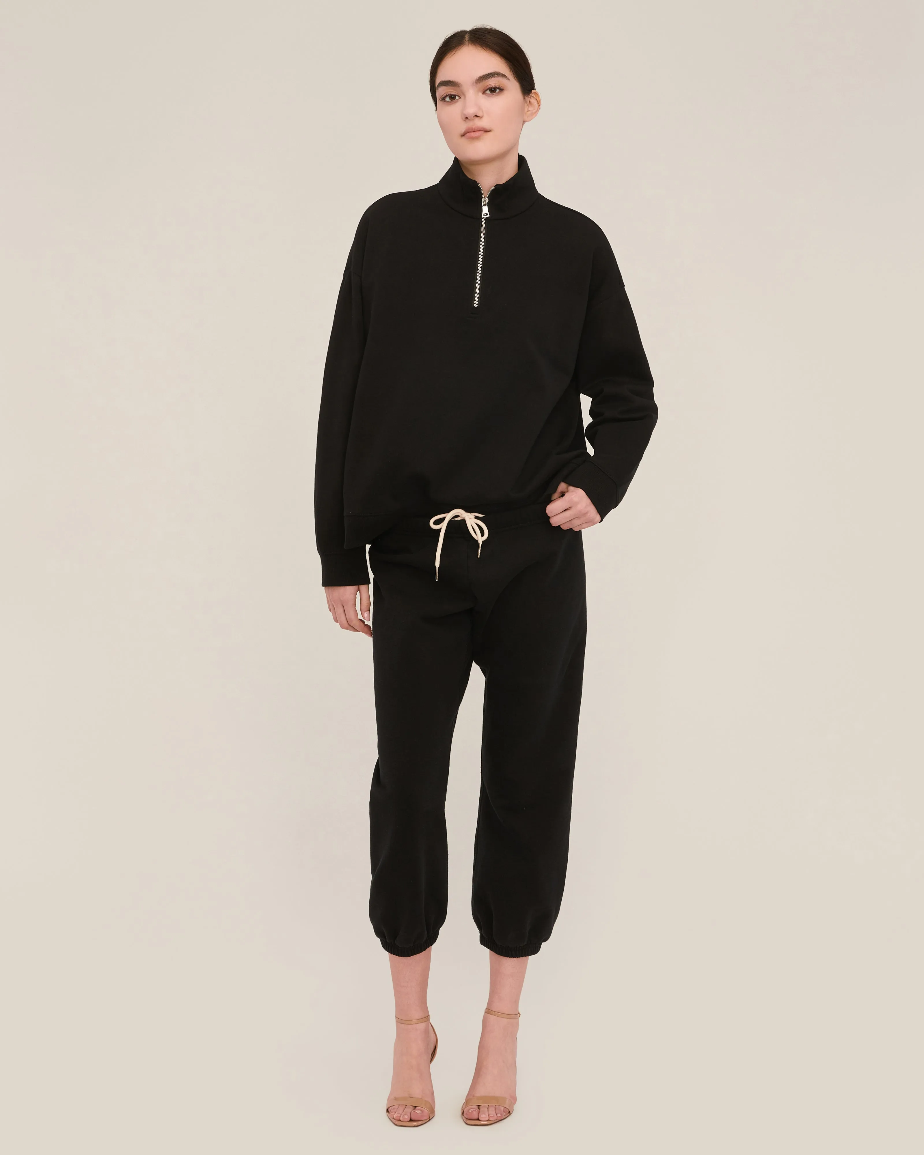 Blaine Low Rise Cropped Sweatpant in Black