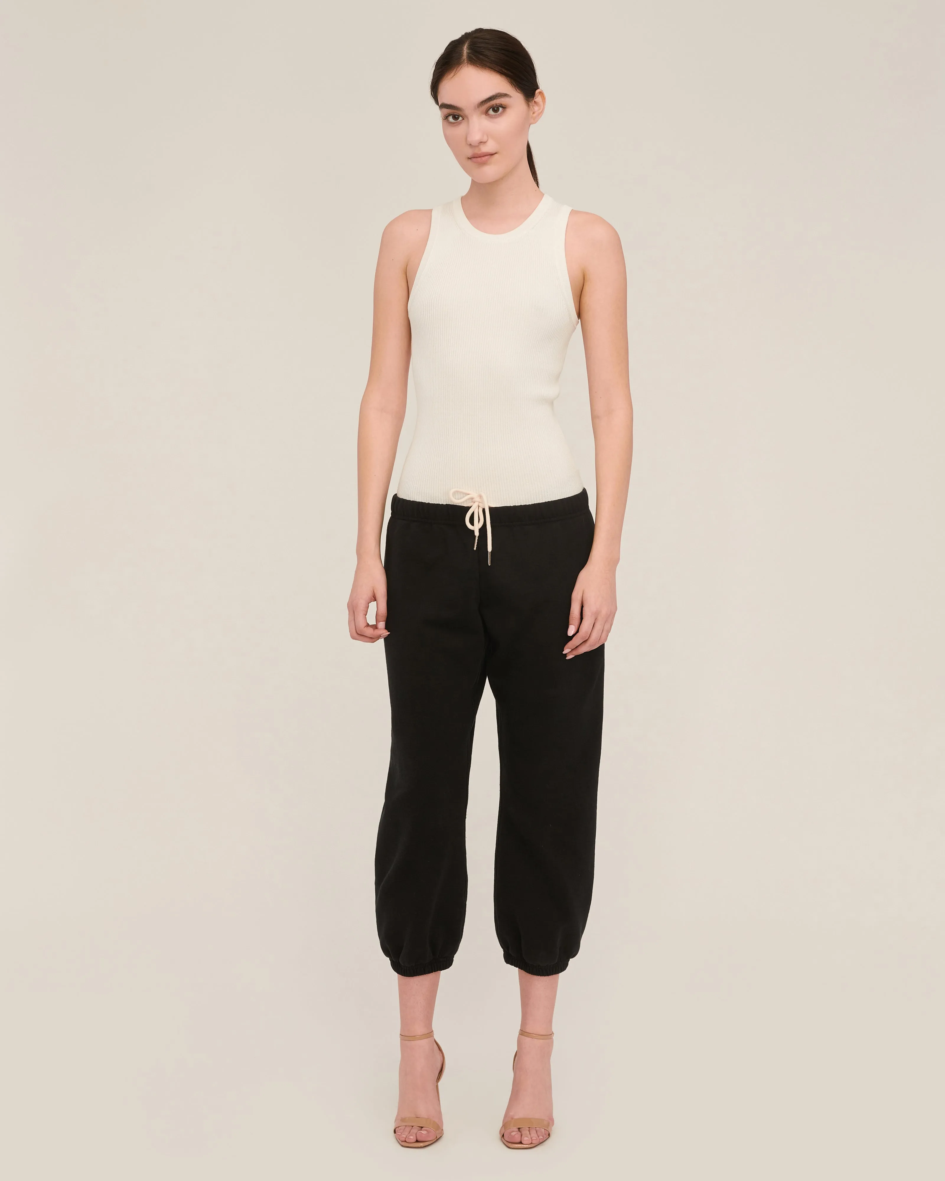 Blaine Low Rise Cropped Sweatpant in Black