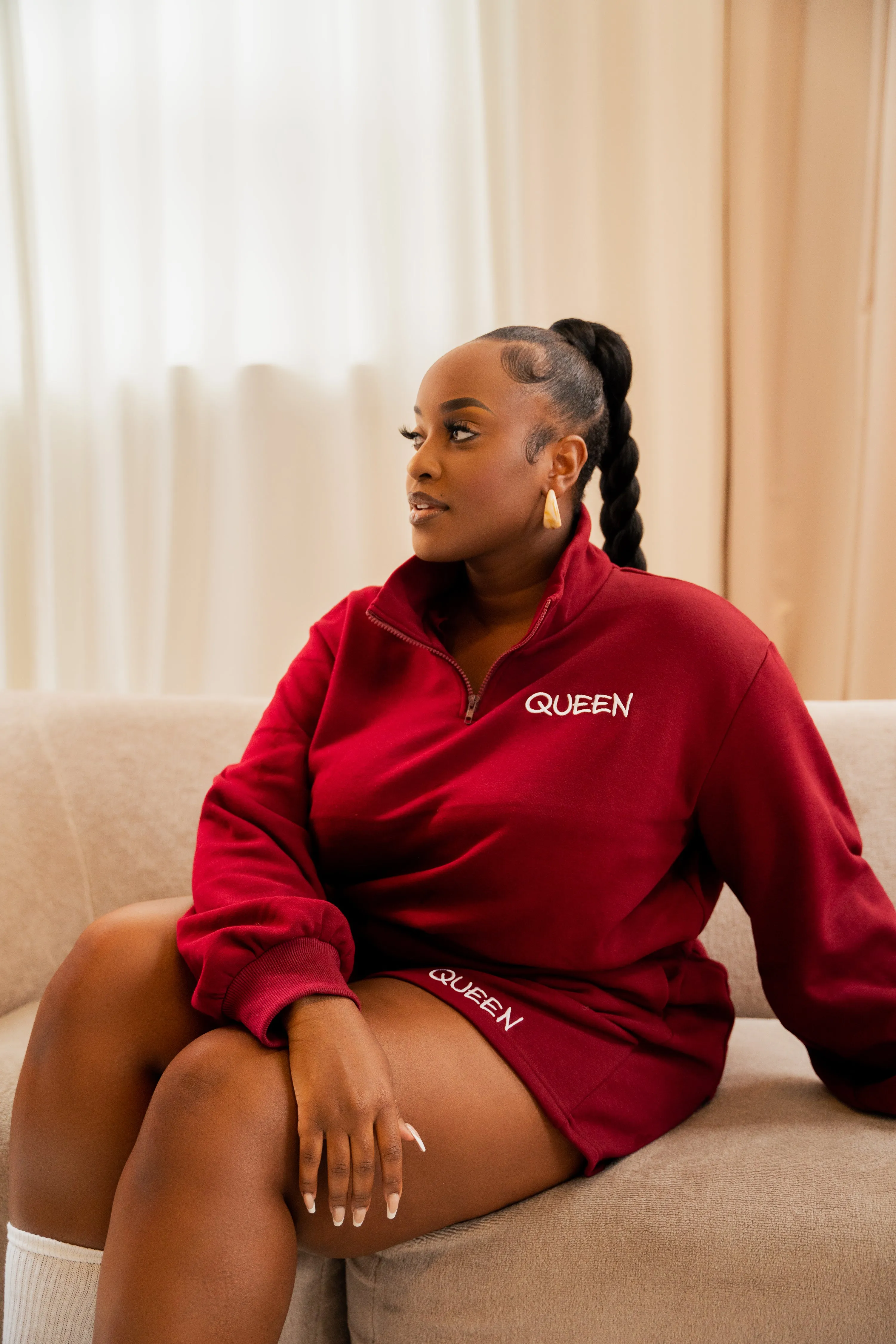 BURGUNDY QUEEN  Pullover SHORT Set