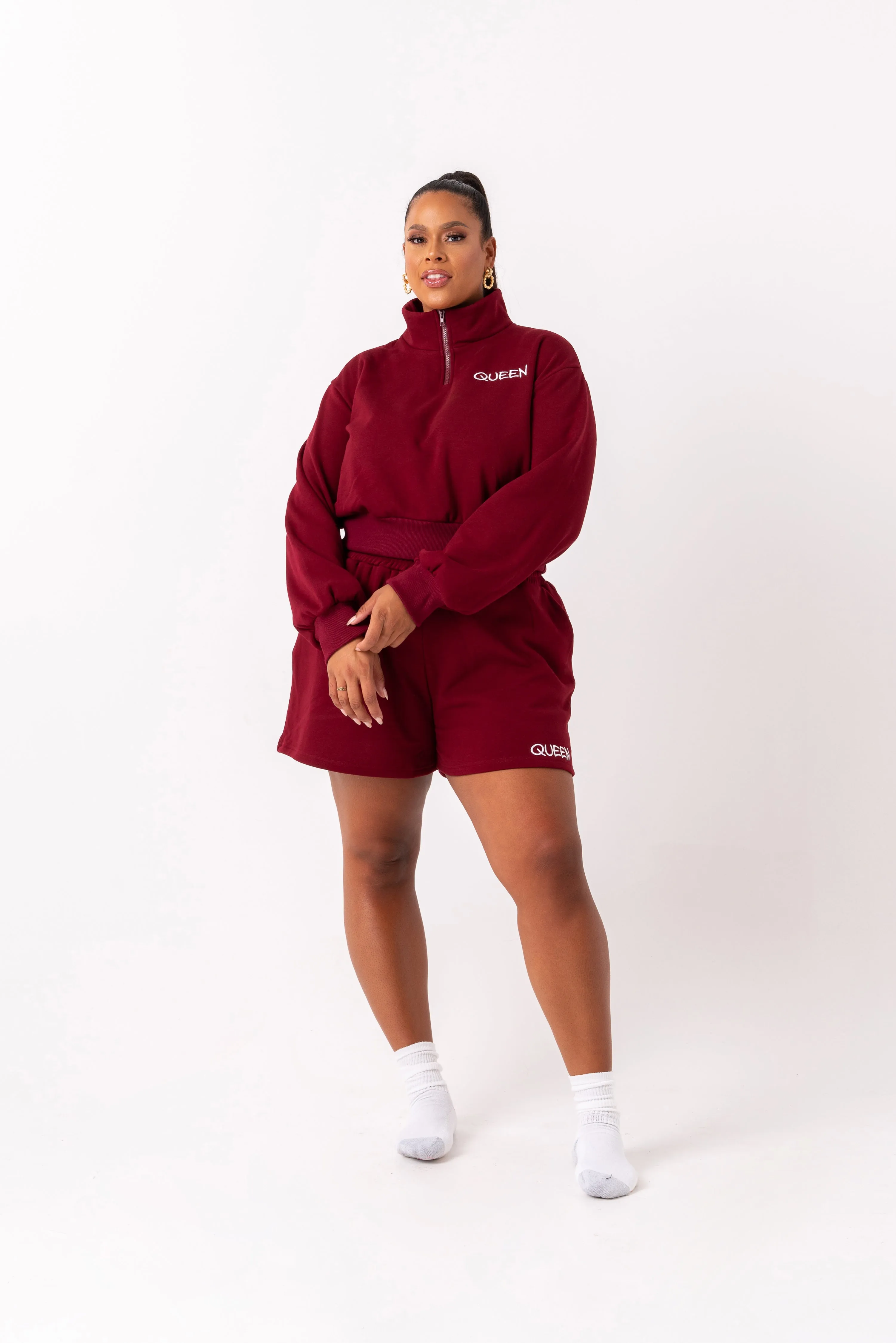 BURGUNDY QUEEN  Pullover SHORT Set