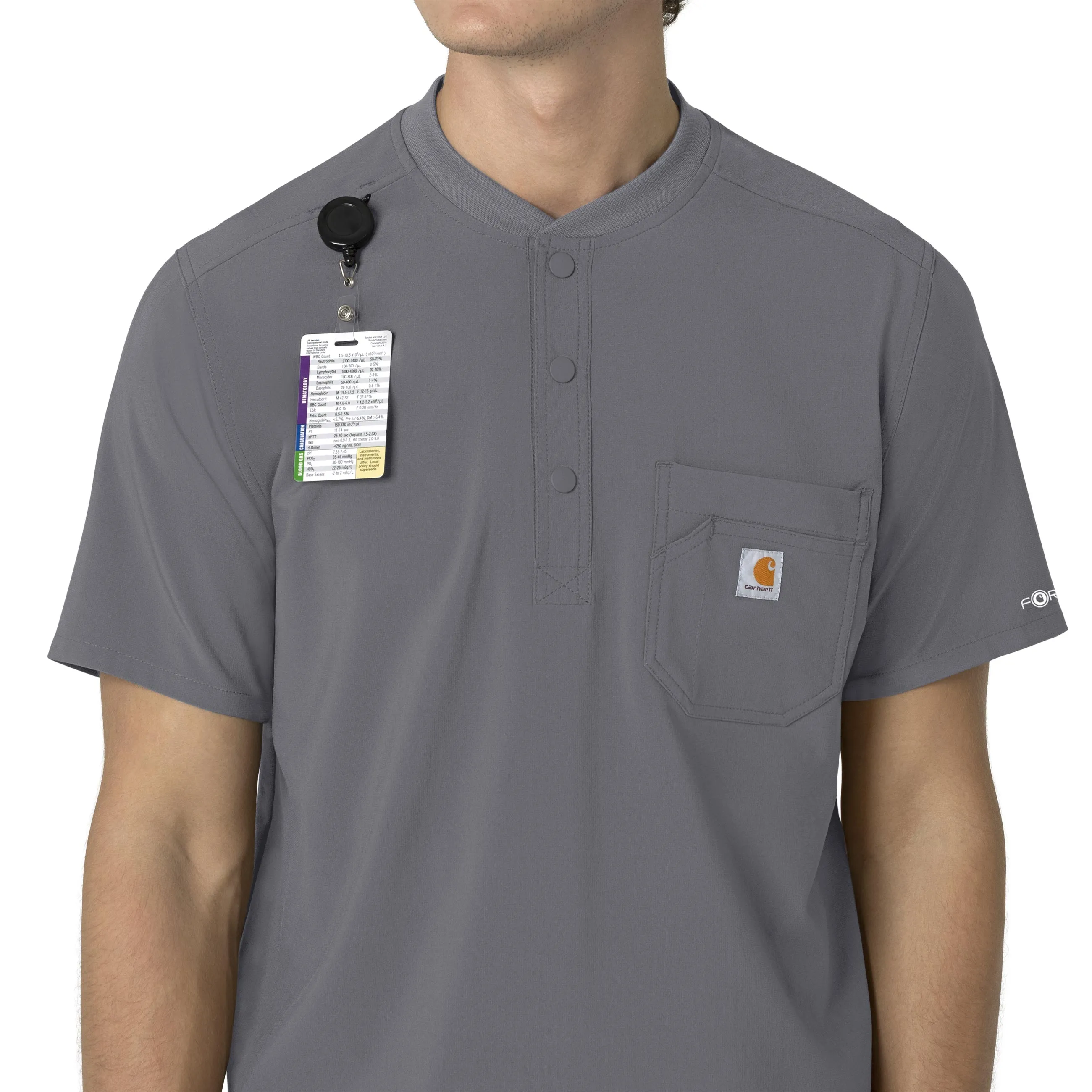 Carhartt Force Cross-Flex Men's Henley Scrub Top - Pewter