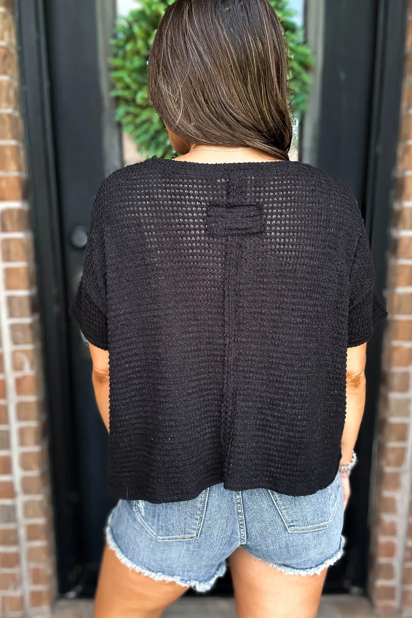 Casually Cute Black Drop Shoulder Top