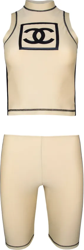 Chanel Spring 2001 Logo Top Biker Shorts Set