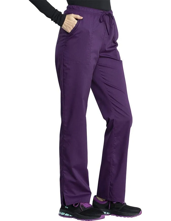 Cherokee Workwear Revolution Tech Women's Mid Rise Straight Leg Drawstring Pant