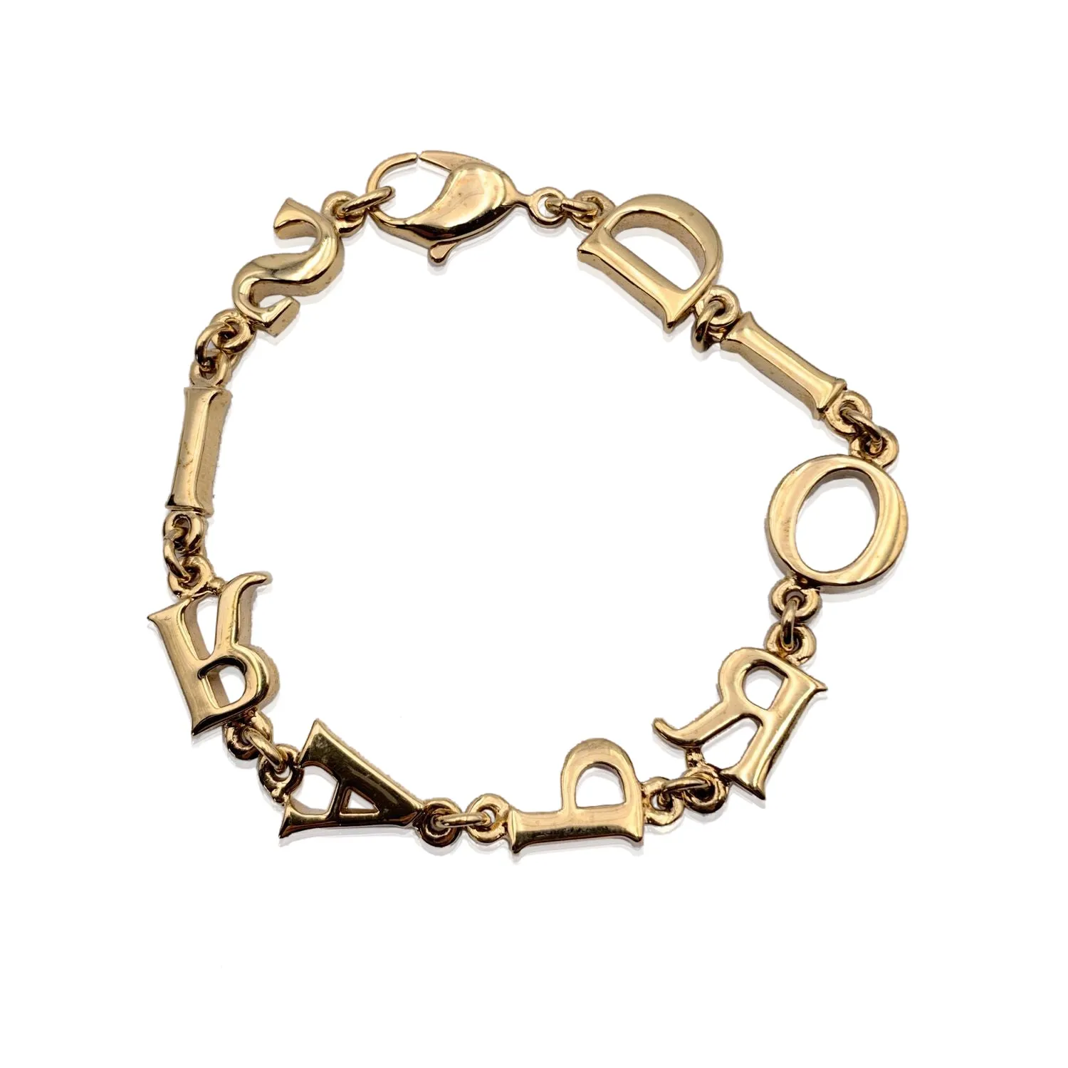 Christian Dior Vintage Gold Spell Out Dior Paris Letter Bracelet