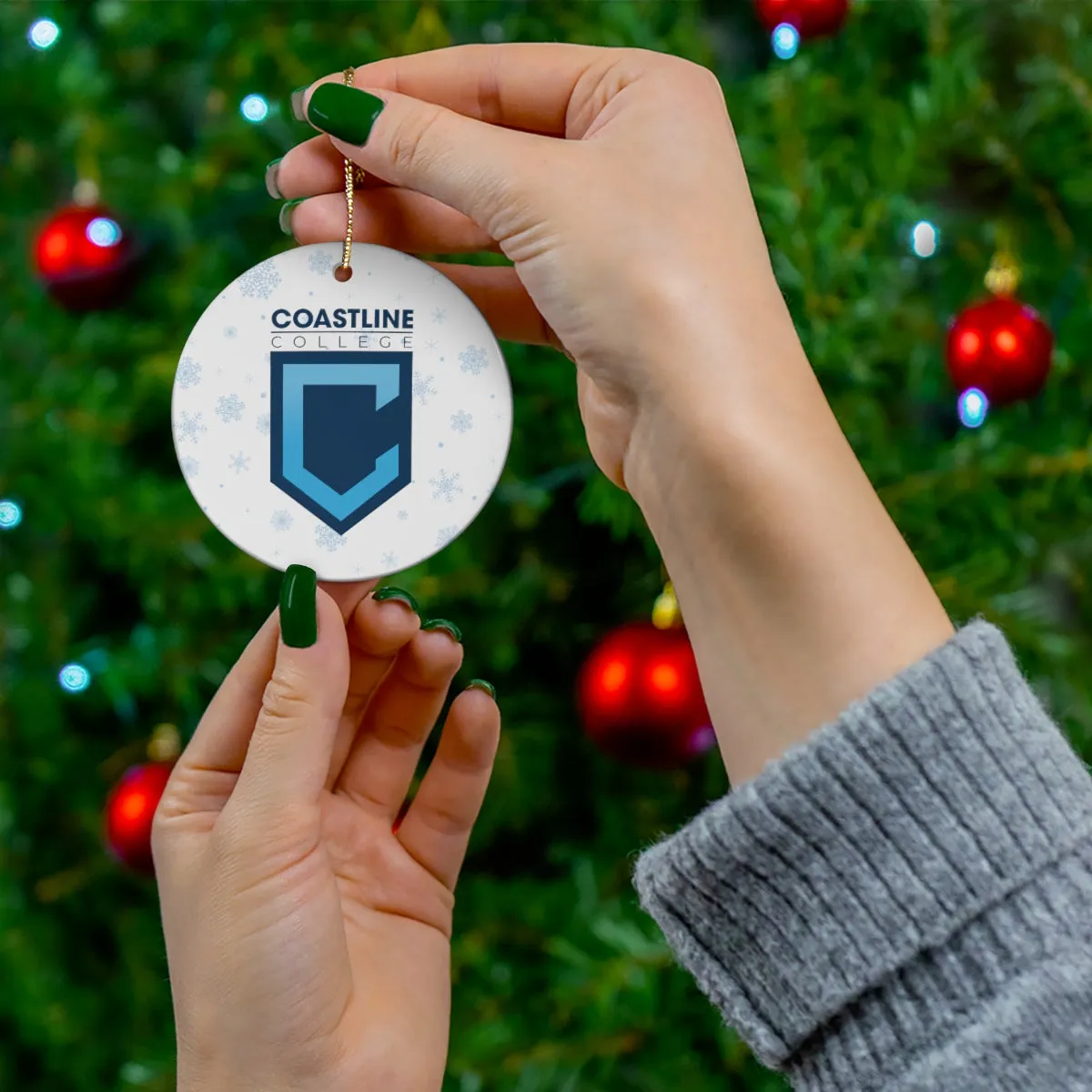 Coastline Holiday Shield Logo Ceramic Ornament (4 Shapes)