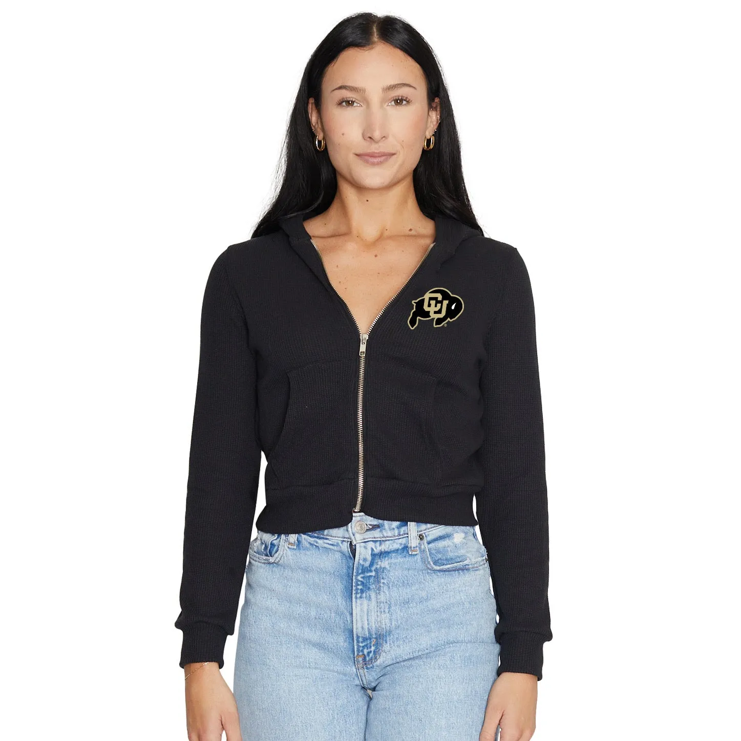 Colorado Boulder Waffle Knit Zip Up Hoodie