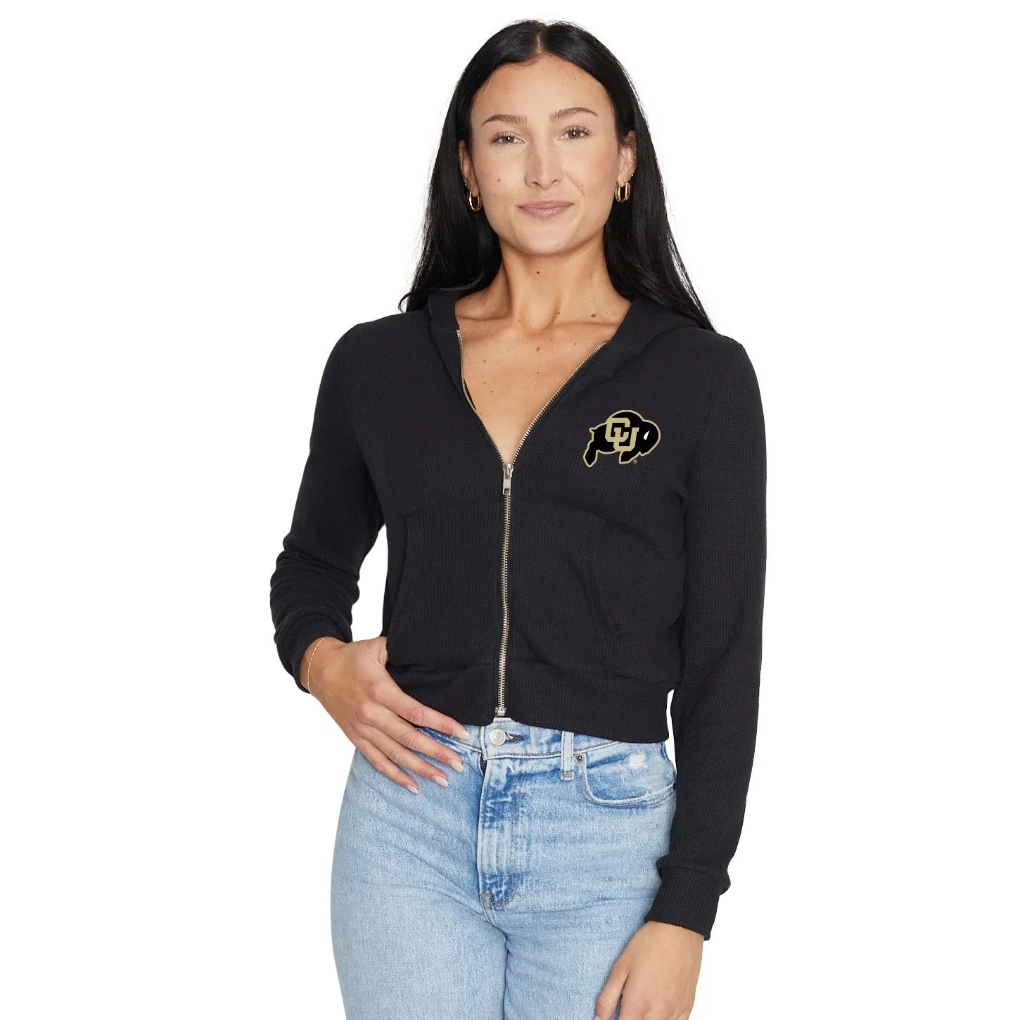 Colorado Boulder Waffle Knit Zip Up Hoodie