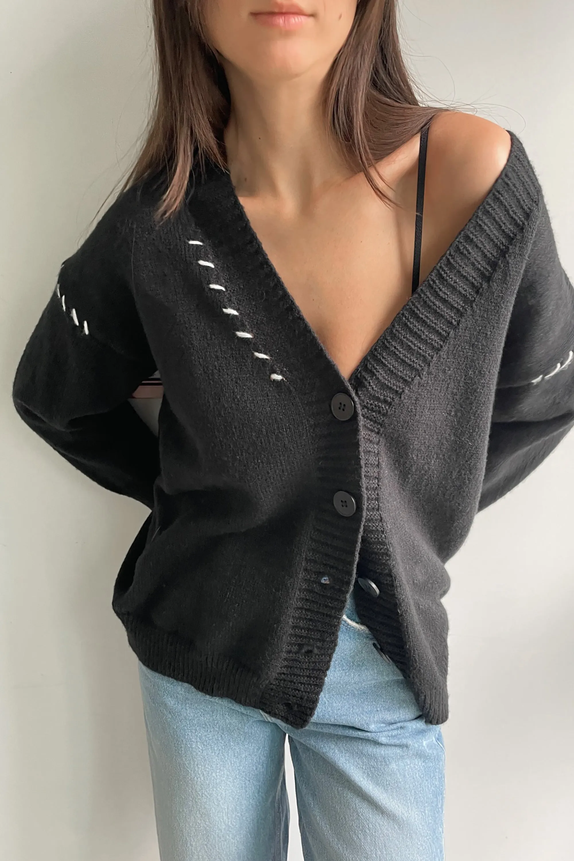 CONTRAST STITCH CARDIGAN