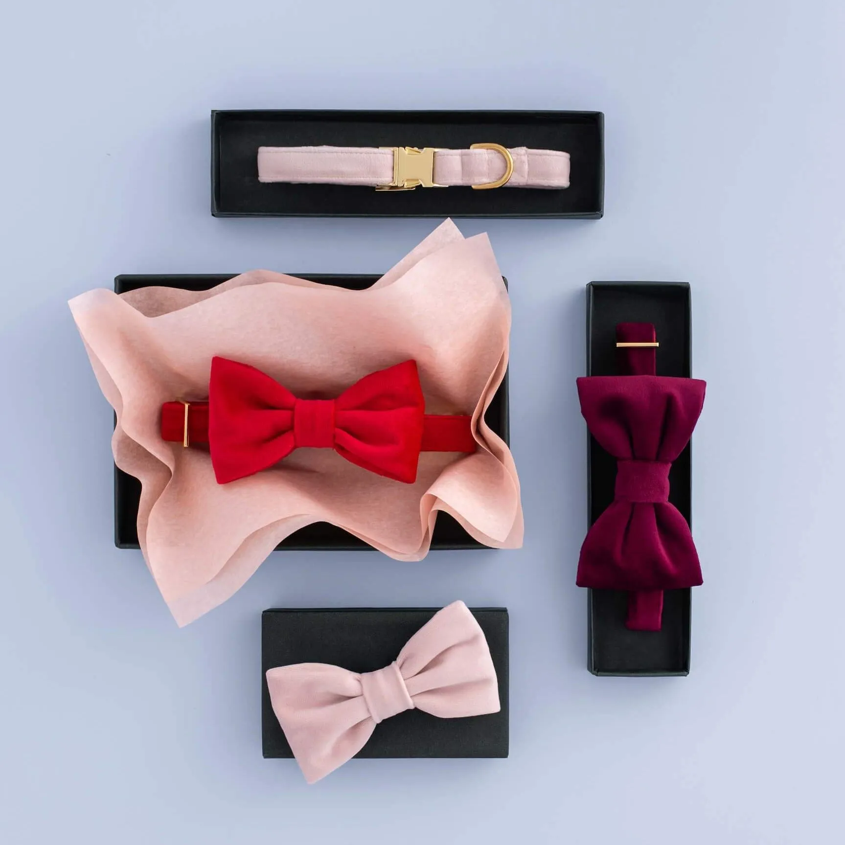 Cranberry Velvet Bow Tie Collar