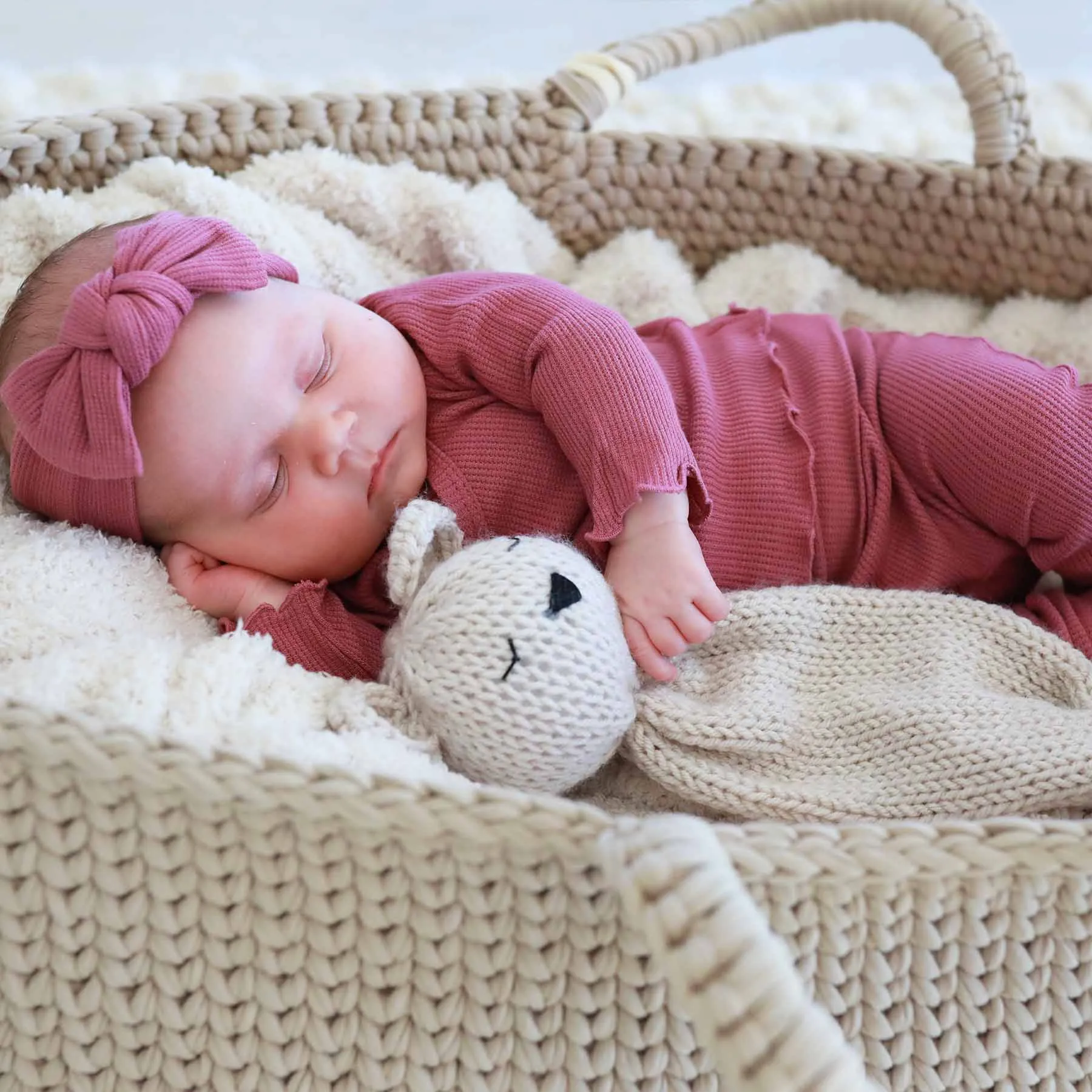 Cranberry Waffle Bamboo Knit Large Bow Headwrap