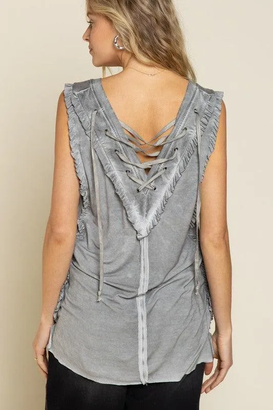 Criss-Cross Lace-Up Open Back Tank Top