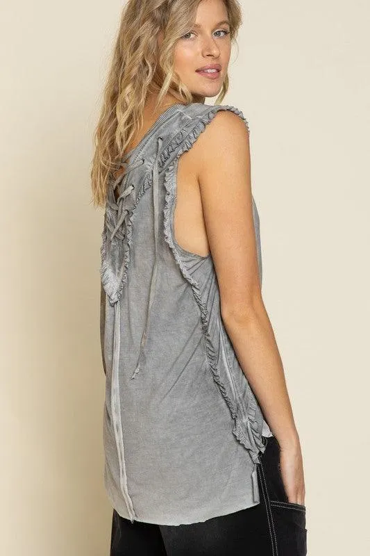 Criss-Cross Lace-Up Open Back Tank Top