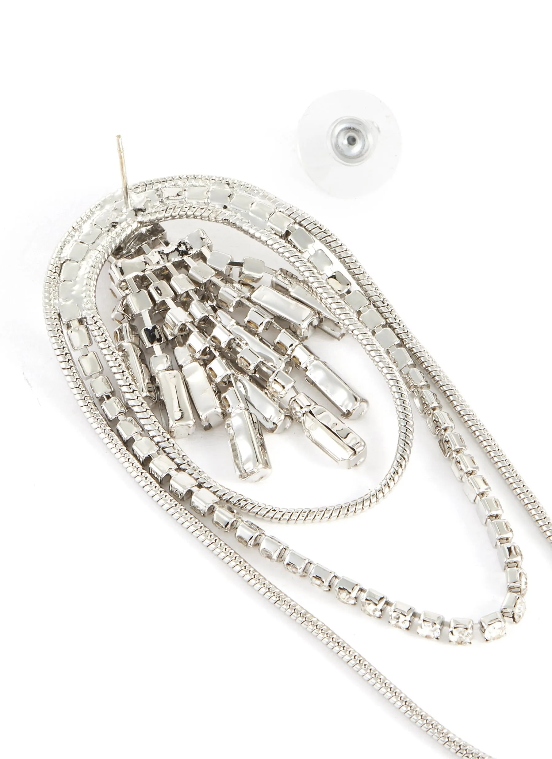 CRYSTAL FRINGE LAYERED DROP EARRINGS