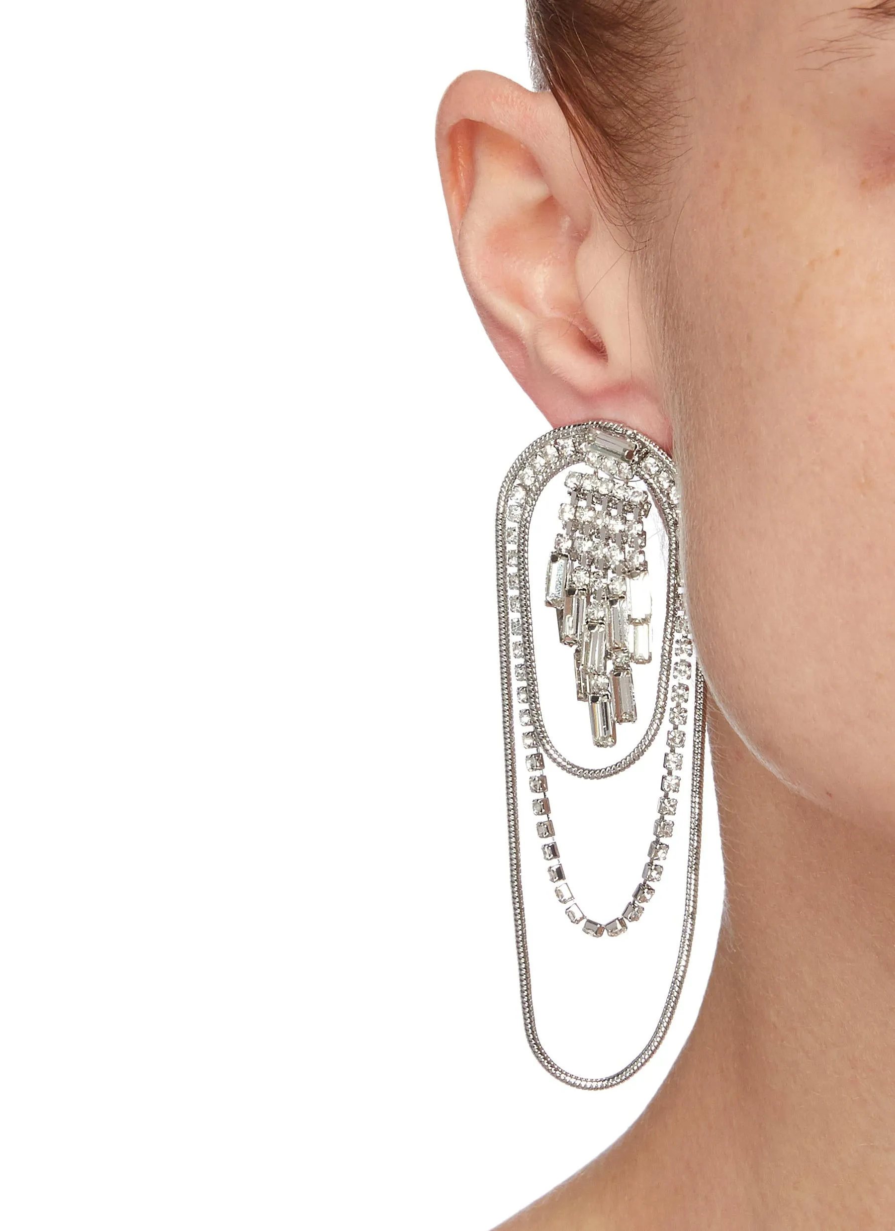 CRYSTAL FRINGE LAYERED DROP EARRINGS