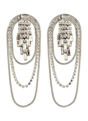 CRYSTAL FRINGE LAYERED DROP EARRINGS