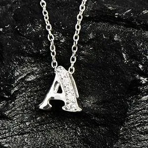 Diamond Initial Letter Pendant Necklace Rose Gold A