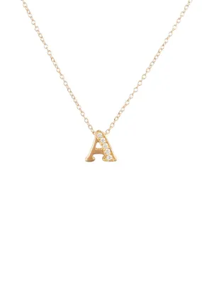 Diamond Initial Letter Pendant Necklace Rose Gold A