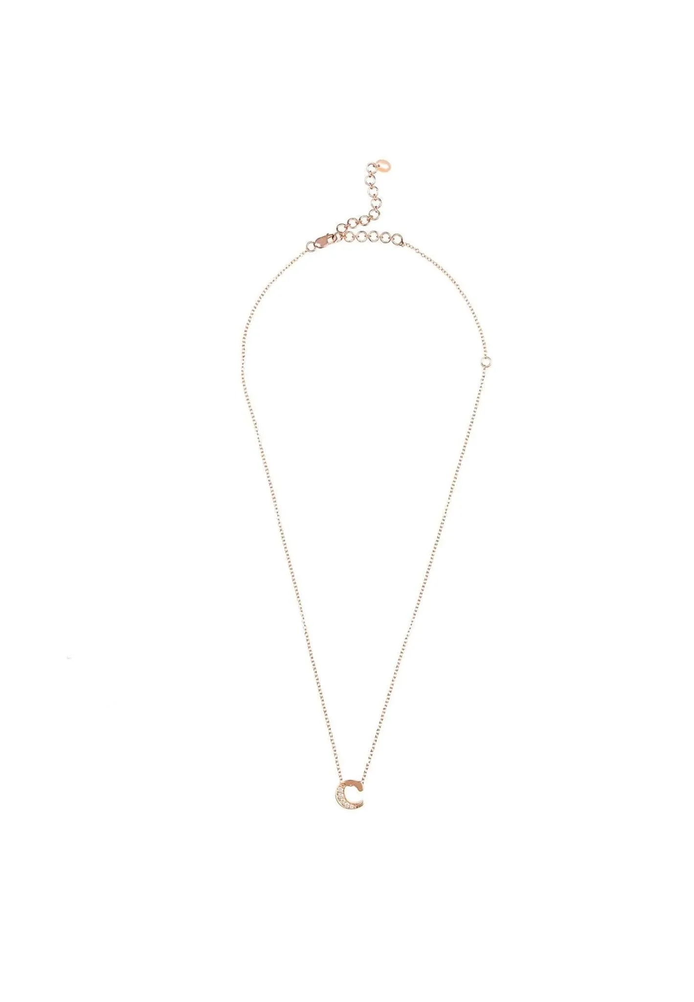 Diamond Initial Letter Pendant Necklace Rose Gold C