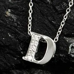 Diamond Initial Letter Pendant Necklace Rose Gold D