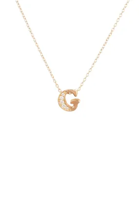 Diamond Initial Letter Pendant Necklace Rose Gold G