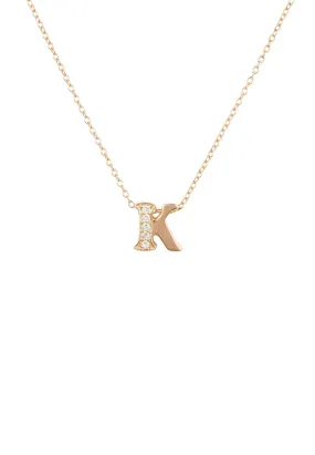 Diamond Initial Letter Pendant Necklace Rose Gold K